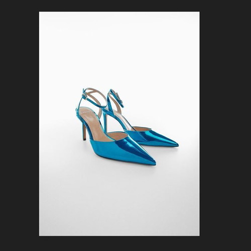 Mango metallic blue pumps new, 8 cm stiletto heel