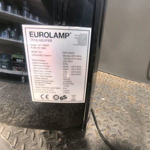 Αφυγραντήρας Eurolamp 20L με ιονιστή σαν καινούργιος