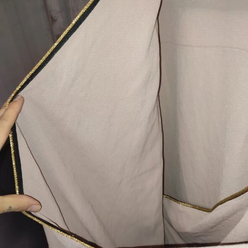 Bimba Nude Wrap Blouse Small with Gold Detail like new