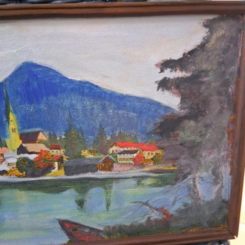 Oil painting "Landscape" signed by Romanian artist, like new, 40×22cm