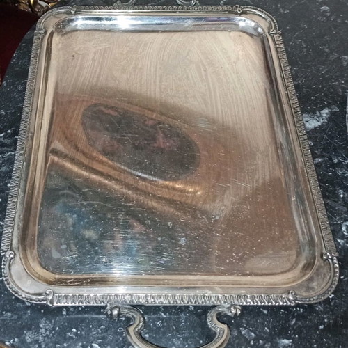 Silver-plated vintage tray very old era 31.5 x 25 cm