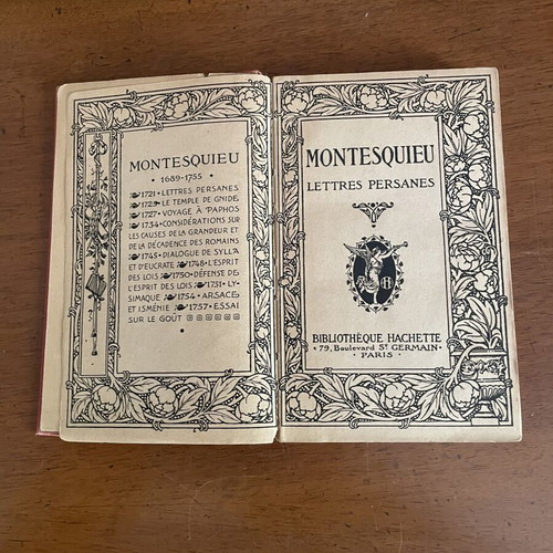 Montesquieu Lettres Persanes book, Hachette Paris edition 1900-1920