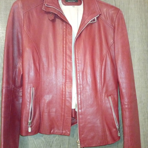 Leather jacket used, red, size medium