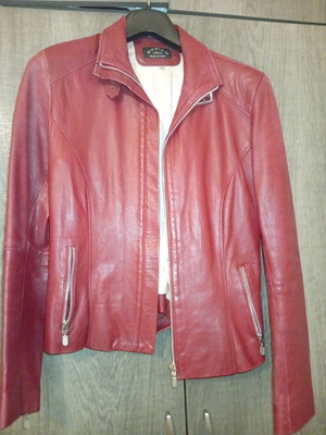 Leather jacket used, red, size medium