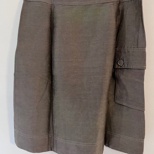 Cerruti linen skirt, brown/olive, size M 38 10