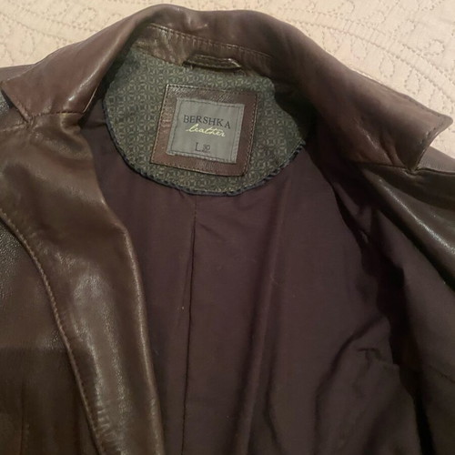 Bershka brown leather jacket mid-length, like new
