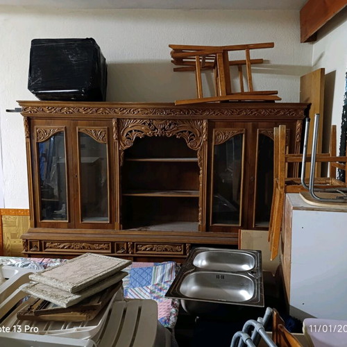 Large carved Louis style unit used with cabinets and drawers