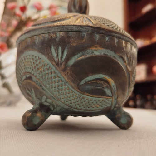 Handmade decorative glass bowl with metallic finish like new