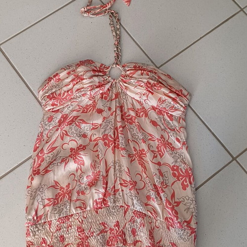 Bebe Strapless Evening Top with Neck Tie Size M Like New