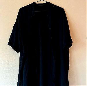 Μαύρο αέρινο πουκάμισο με κοντά μανίκια νούμερο 42
