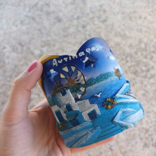 Set of 2 handmade wax candle holders Antiparos souvenirs