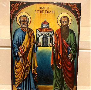 Παλιά εικονα, ζωγραφική πάνω σε ξύλο, Οι Άγιοι Απόστολοι Πέτρος και Παύλος
