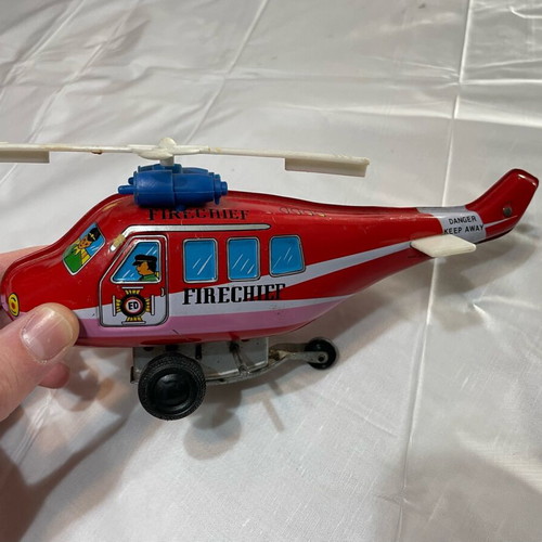 Firefighting helicopter used tin toy Korean made
