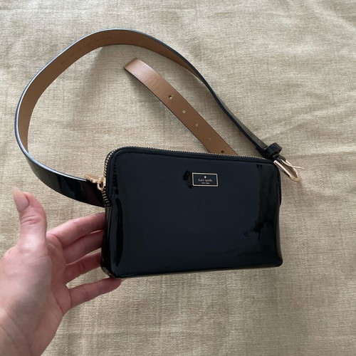 Kate Spade New York waist bag, black patent leather