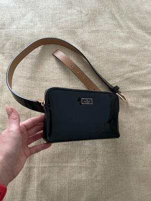 Kate Spade New York waist bag, black patent leather