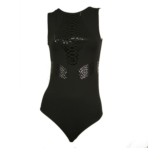 Wolford black leotard used with shiny snake pattern size S/P