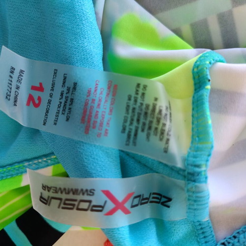 Zeroxposur tankini top with gift bikini new, geometric neon pattern