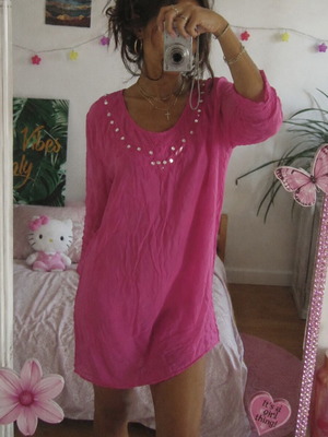 Y2k summer beach shirt, pink, one size