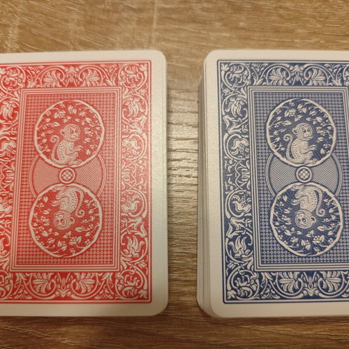 Dal Negro Treviso playing cards set used, red and blue