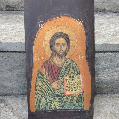 Handmade religious icon on wood