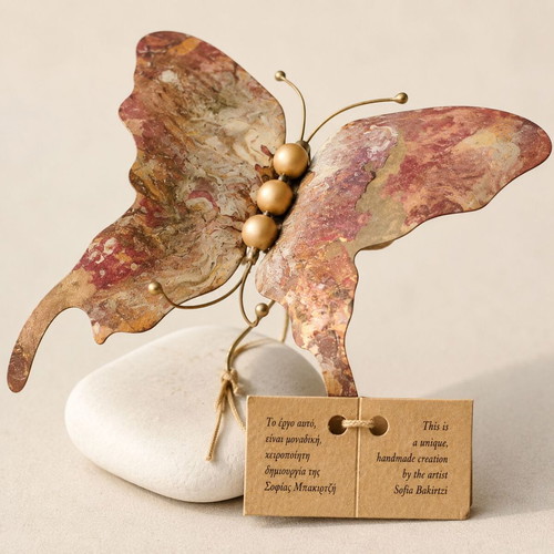 Handmade metal butterfly sculpture by Sofia Bakirtzi, Art on Metal