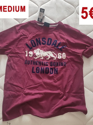 T-shirt Lonsdale καινούργιο, μέγεθος Medium προς Large, μπορντό