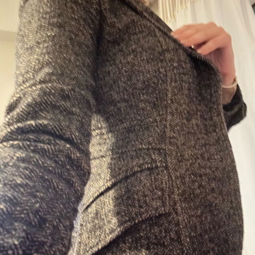 Zara wool blazer used, brown herringbone pattern