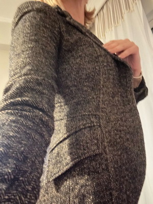 Zara wool blazer used, brown herringbone pattern