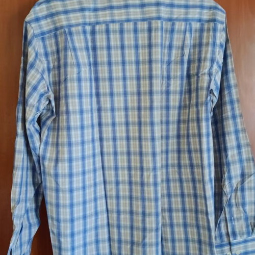 Beretta checked shirt, long sleeve, button-down collar, blue/white/grey