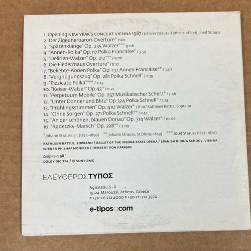 Herbert Von Karajan - New Years Concert Vienna 1987 CD In good condition Price 4.50 Euros