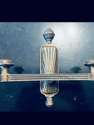 Double brass hanger new, vintage style with flower decoration