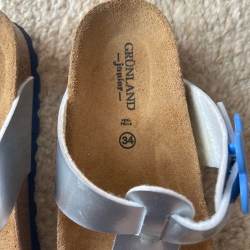 Grünland Junior Luce Silver Flip-Flop Sandals Size 34 New