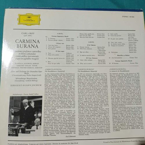 Carl Orff Carmina Burana vinyl record, classical