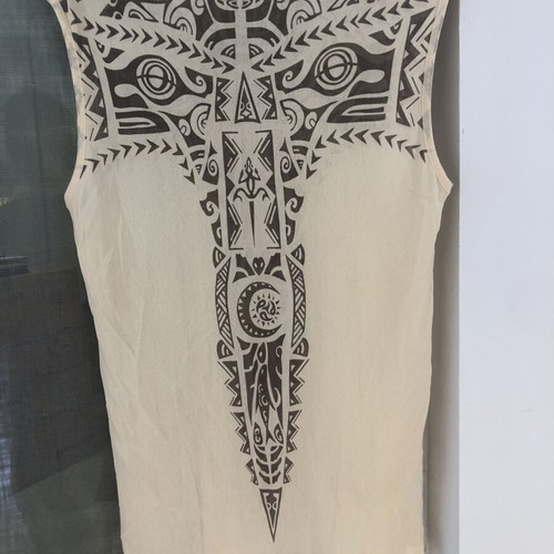 Uno Due Tre Unisex Tribal Mesh Sleeveless Top Small, like new