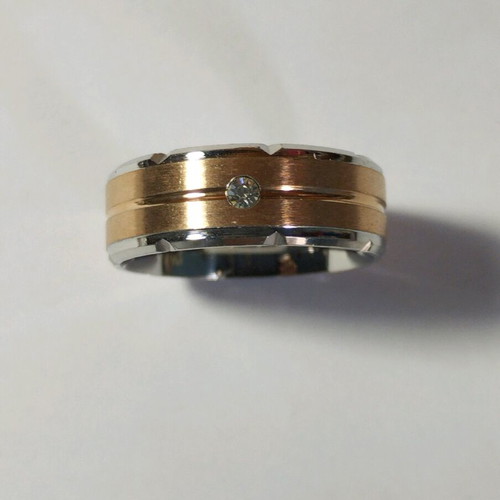 Silver-plated men's ring new with zircon size 10