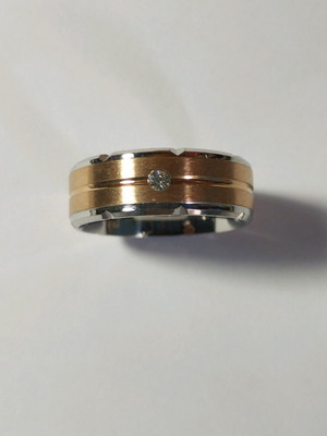 Silver-plated men's ring new with zircon size 10