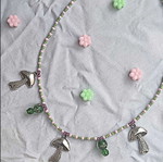 Mushroom Magic Handmade Necklace Pink and Green
