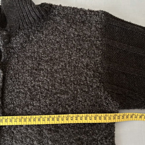 Wool cardigan women with collar like new, black and gray, size L