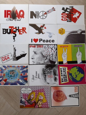 No War 2003 Iraq card collection of 14, Greek Graphic Designers Union edition