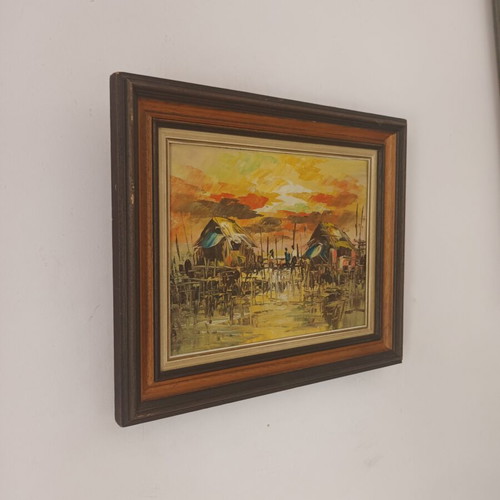 Oil painting used, 42x37 cm, signed with frame