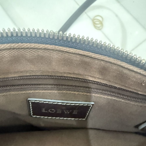 Loewe shoulder bag with detachable wallet and storage pouch, blue and grey