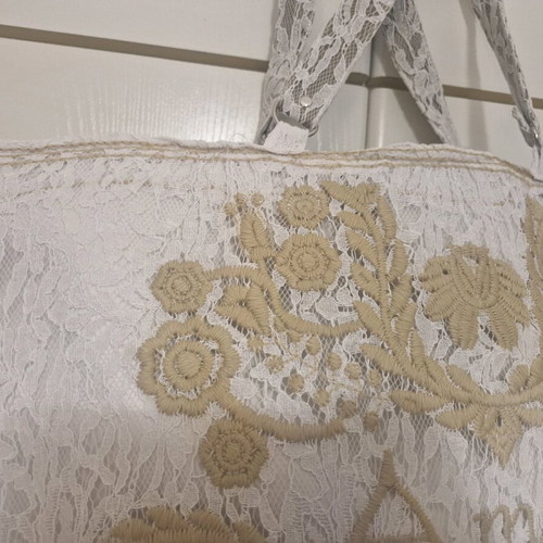 Beach bag new with lace and embroidery, white handbag