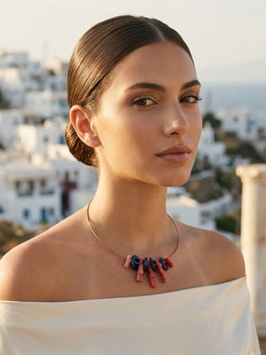 Necklace with coral, 18K clasp new