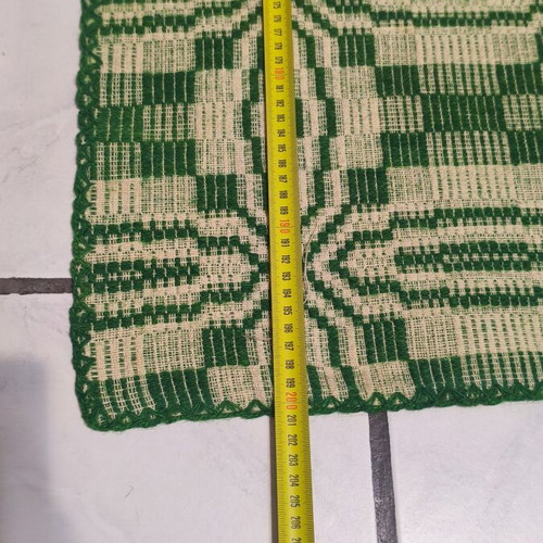 Handmade Vintage Loom-Woven Blanket 1960, 2.07x2.00 m, cotton