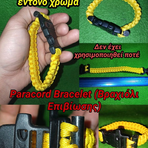Paracord bracelet survival with cord, whistle and fire starter