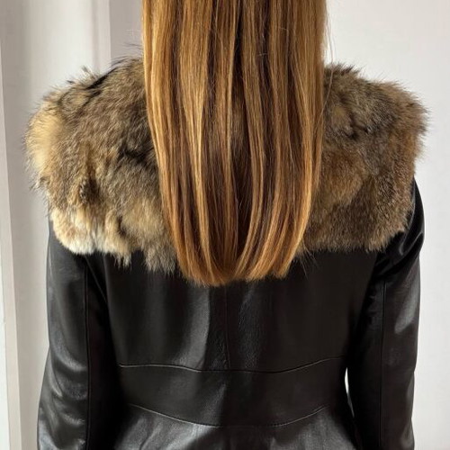 Miss Raxevsky leather jacket like new with fox fur collar and cuffs