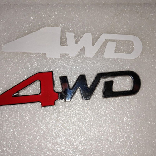 Μεταλλικό σήμα αυτοκινήτου 4WD, 3D ασημί και κόκκινο