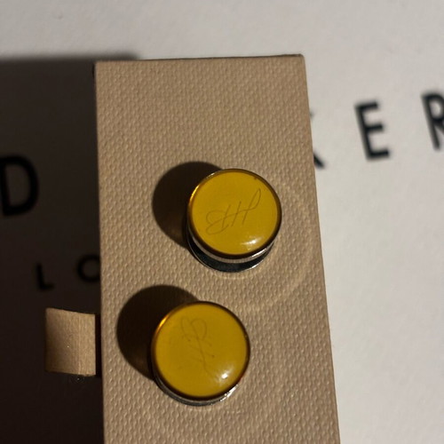 Hugo Boss cufflinks yellow enamel and silver metal like new