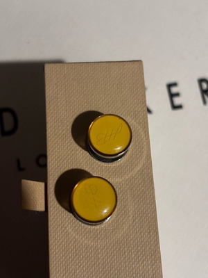 Hugo Boss cufflinks yellow enamel and silver metal like new