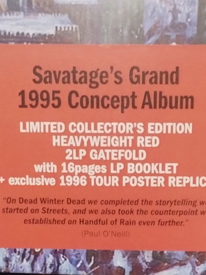 Savatage Dead Winter Dead 2LP κόκκινο βινύλιο καινούργιο συλλεκτικό